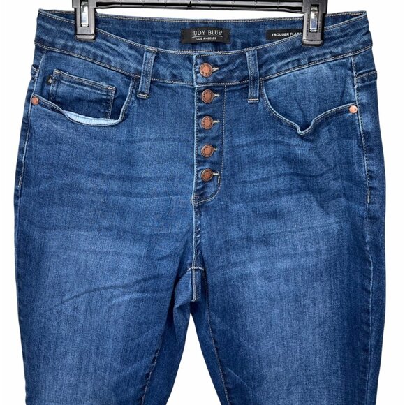 Judy Blue Womens High-Rise 5 Button Fly Wide Leg Trouser Flare Jeans Size 14W - Picture 3 of 16